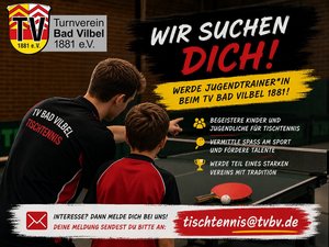 TVBV Stellenausschreibung Tischtennis Jugendtrainer/in