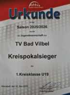 Kreispokalsieg unserer  1.Jugendmannschaft - Urkunde 